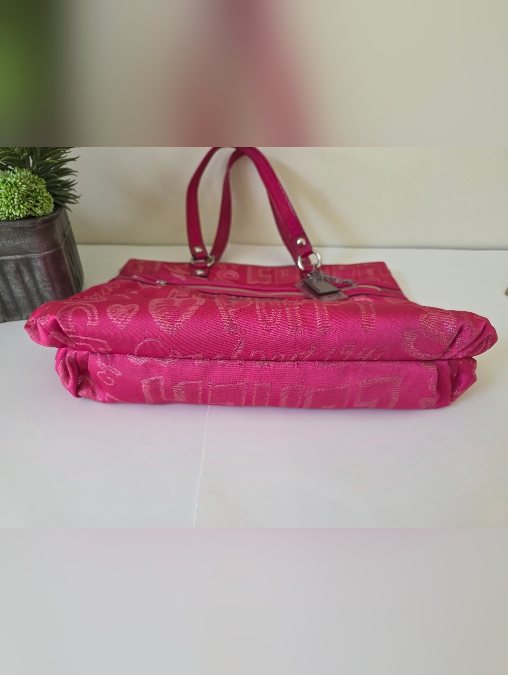 Coach Poppy Glam Tote Pink Story Patch Graffiti Print Canvas Limited Edition - Picture 12 of 15